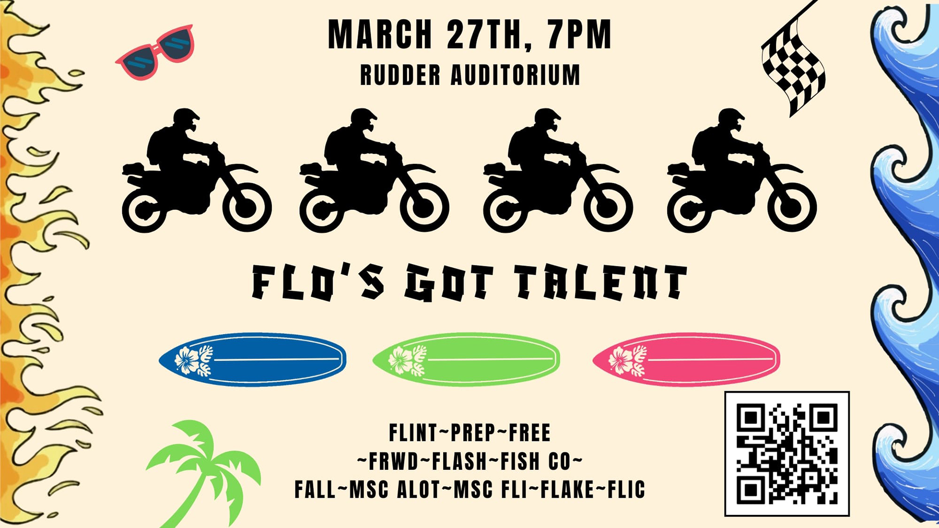 FLO's Got Talent, March 27th at 7p.m. at the Rudder Auditorium. Tickets at boxoffice.tamu.edu